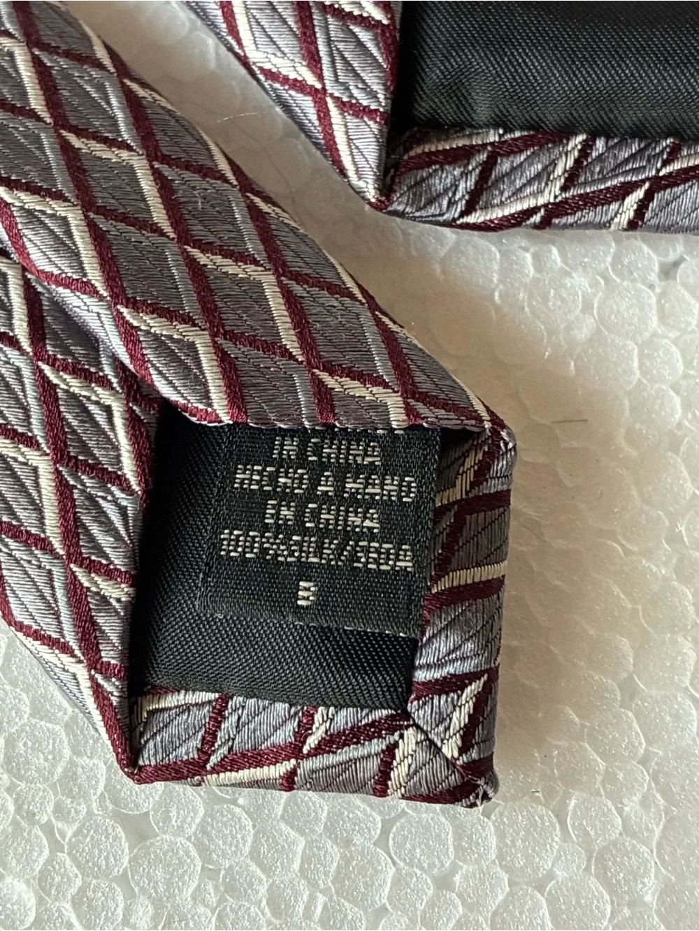 Geoffrey Beene 100% Silk Lavender/Gray Diamond-Grid Tie